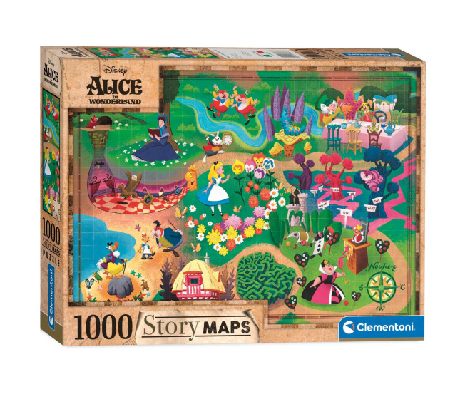 Puzzle 1000 - Alice v zemi zázraků mapa příběhu