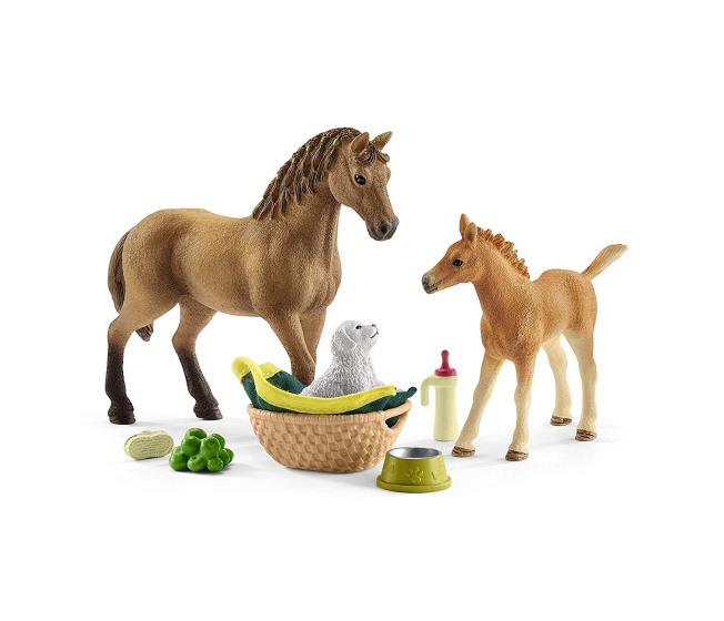 Schleich - Sada hříbě a Quarter Horse kůň se štěňátkem 42432