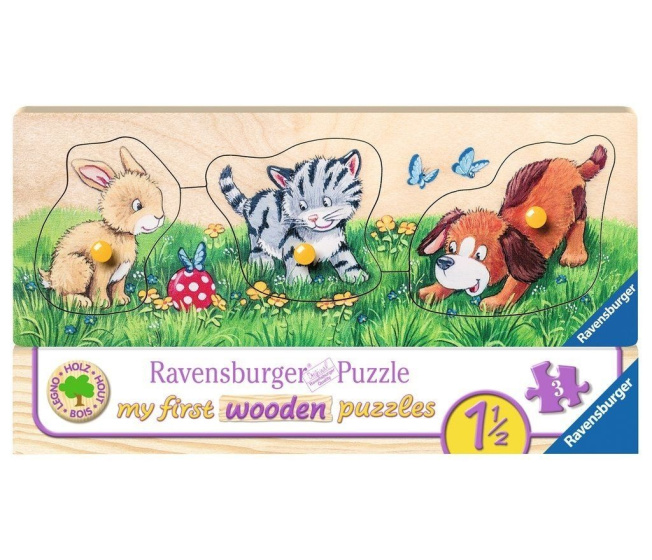 Dřevěné puzzle s úchytem - Zvířátka